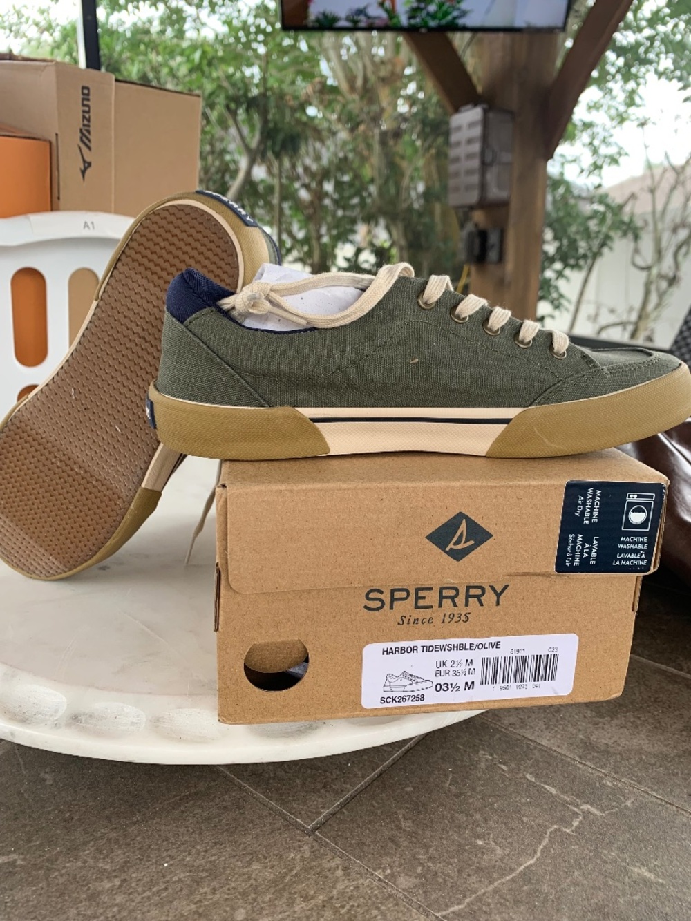 Sperry Harbor Tide Washable Olive Women’s Size 5 New In Box